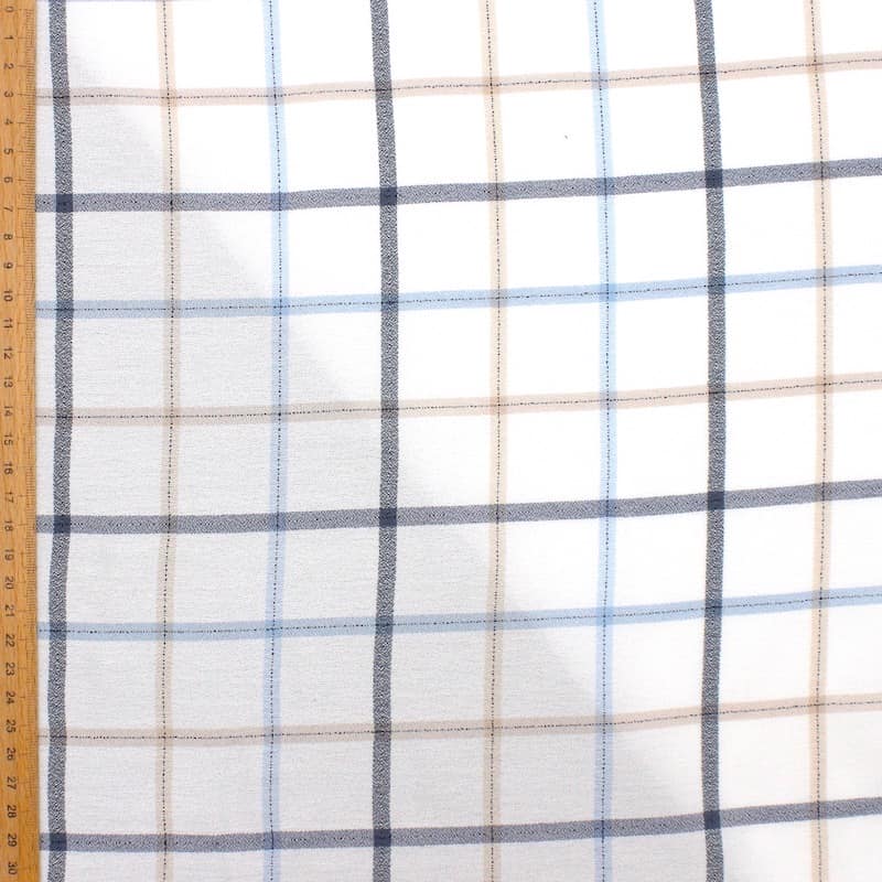 Checkered viscose fabric resembling crêpe - white 