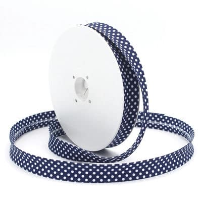 Bias binding with white dots - navy blue background 