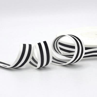 Striped elastic strap - white and black