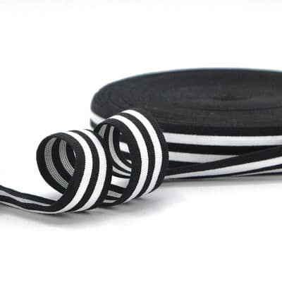 Gestreepte elastische riemband - zwart en wit 