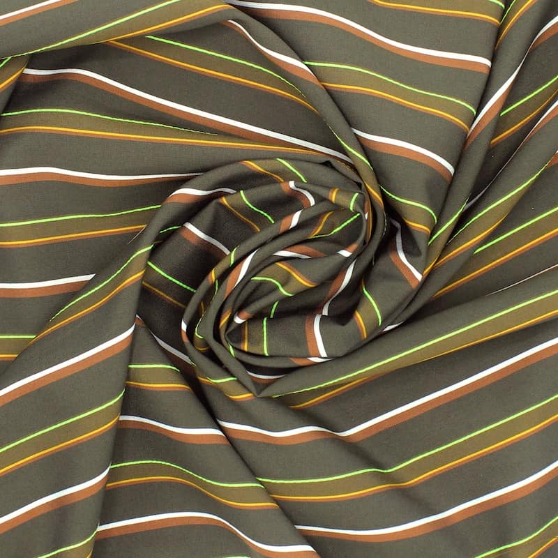 Striped viscose fabric - green