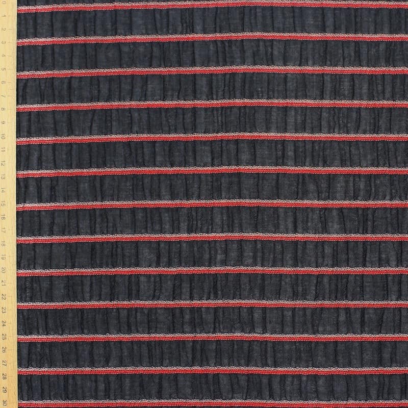 Striped cotton veil - black 