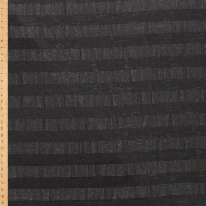 Striped veil fabric - black 