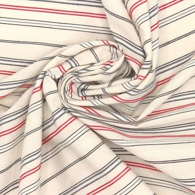 Striped jacquard fabric 100% cotton - ecru 