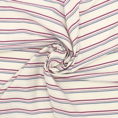 Striped cotton jacquard fabric - ecru 