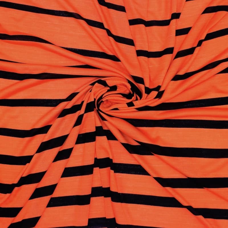 Panneau jersey flammé rayures - orange