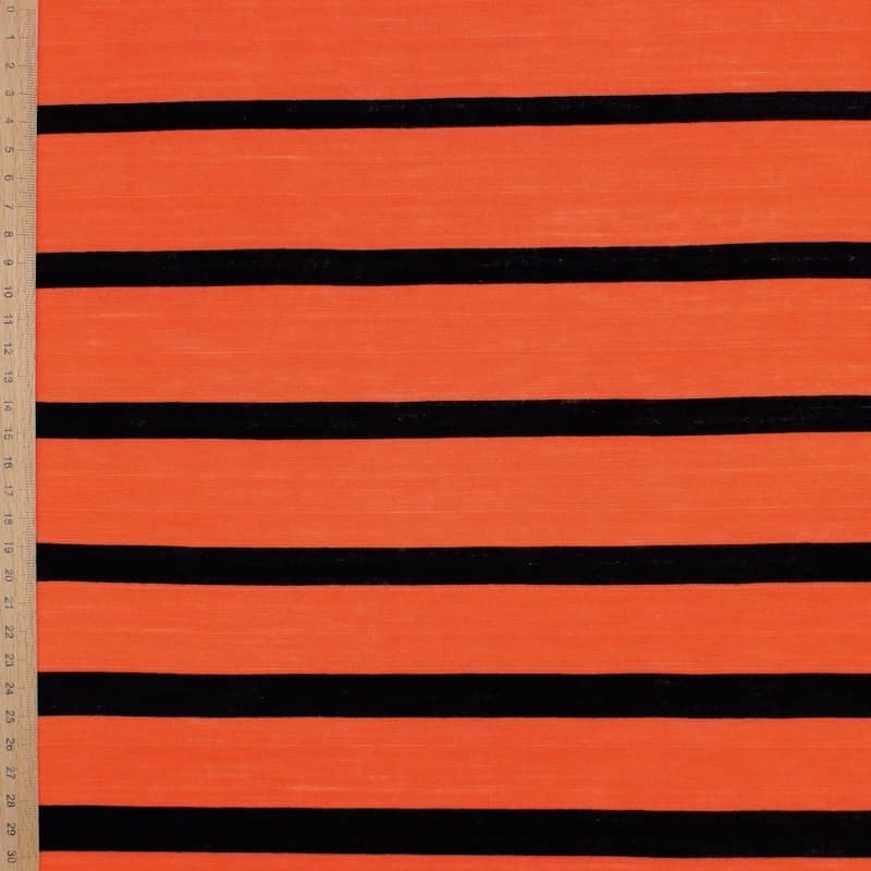 Striped flamed jersey panel - orange
