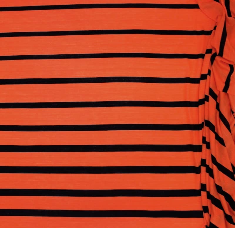 Striped flamed jersey panel - orange