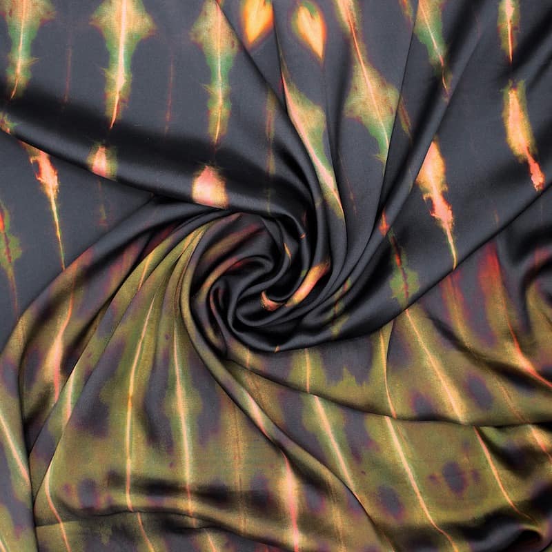 Satin twill fabric with graphic print - multicolor