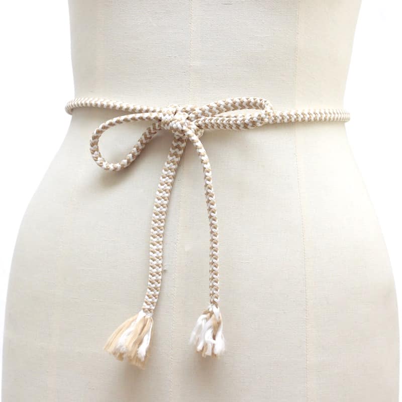 Bicolored braided cord - beige and white
