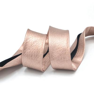 Faux leather bias binding with lizard-skin - copper pink