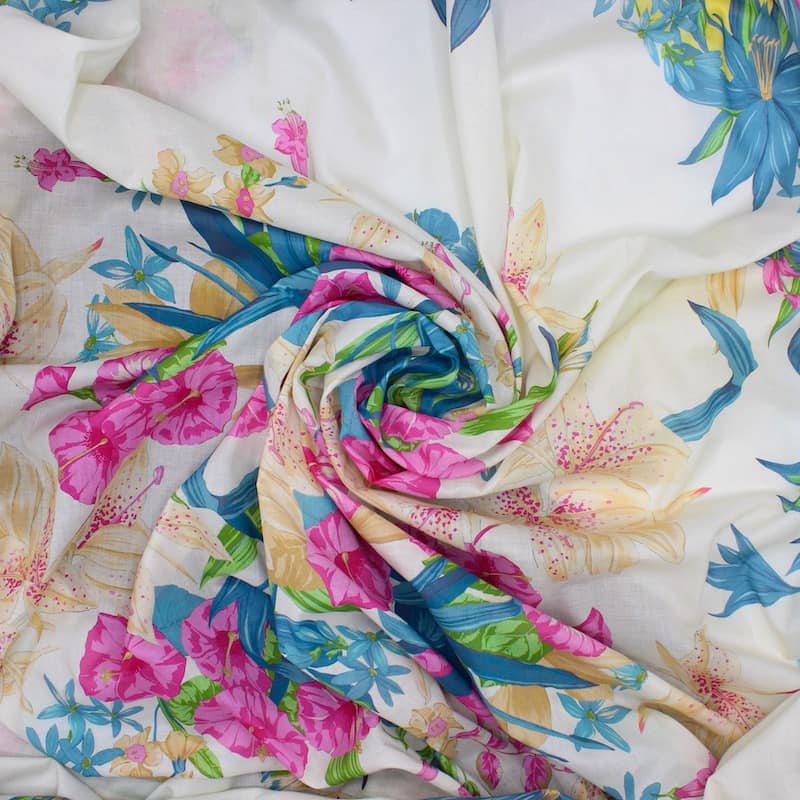 Panneau voile coton floral - multicolore