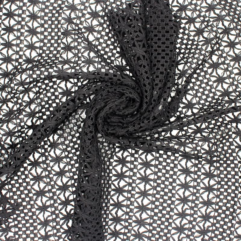 Guipure in katoen en polyester - zwart