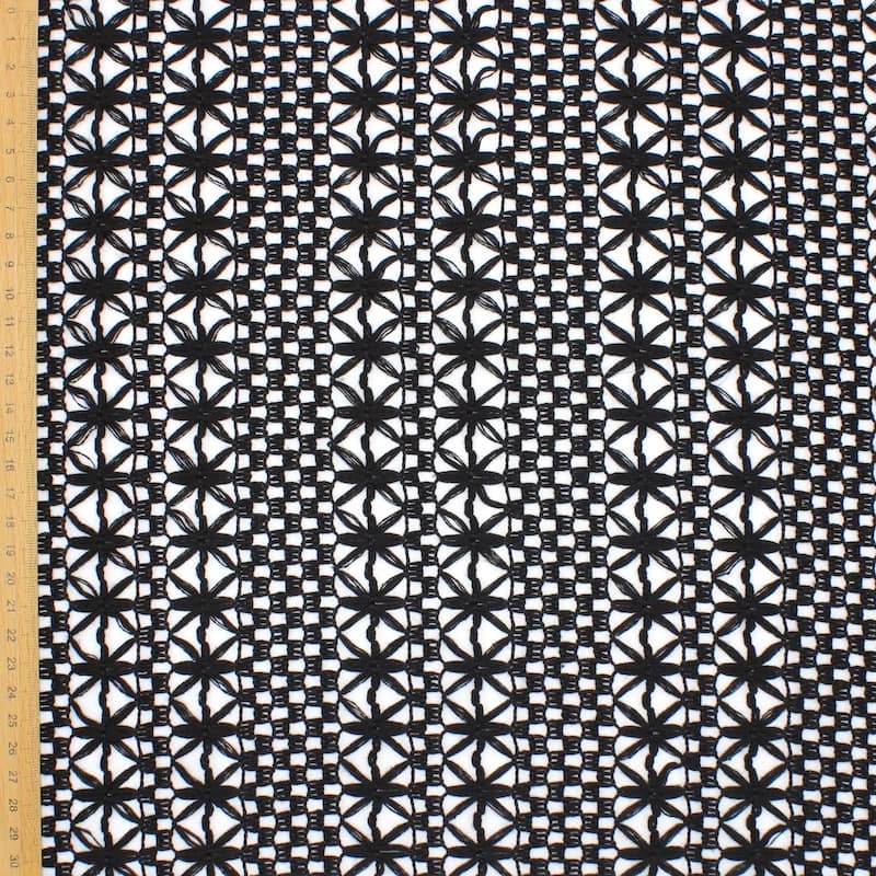 Guipure fabric in cotton and polyester - black 