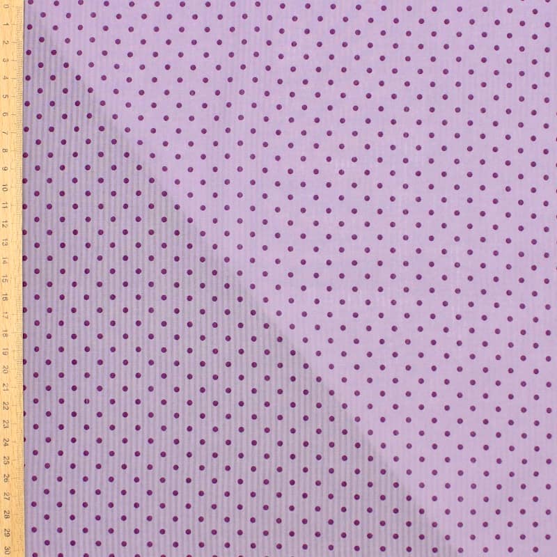 Tissu 100% coton pois - violet