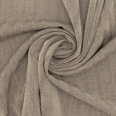 Extensible wool fabric with herringbone pattern - beige 