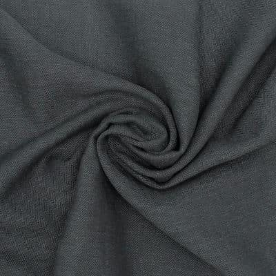 Fabric in linen and cotton with herringbone pattern - antracite 
