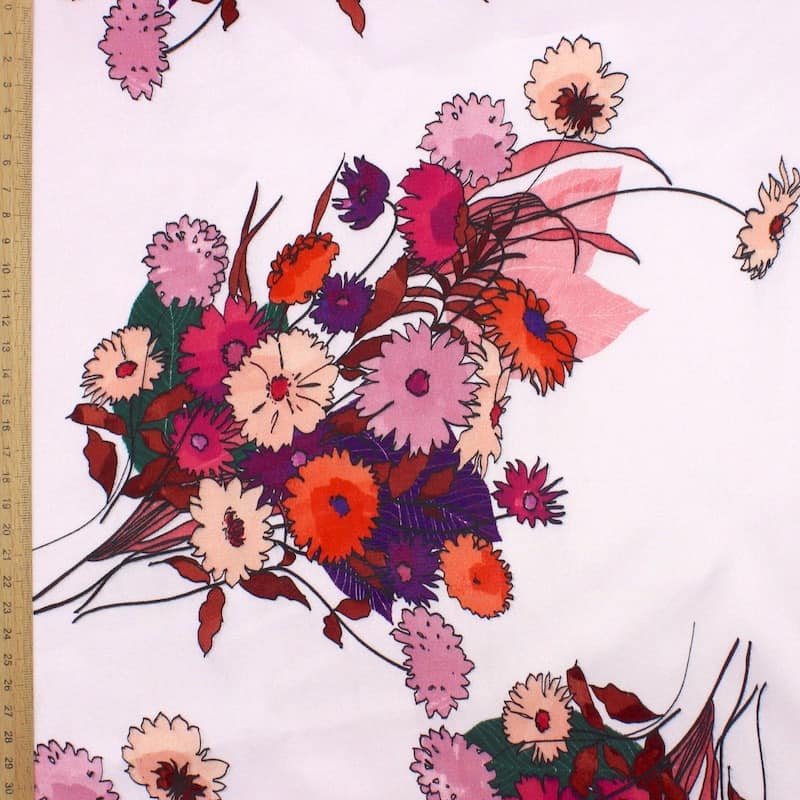 Panneau tissu viscose floral - multicolore