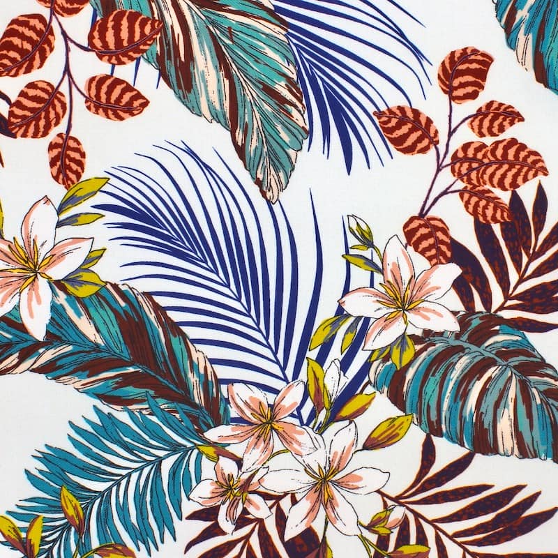 Polyester fabric with flowers - multicolored