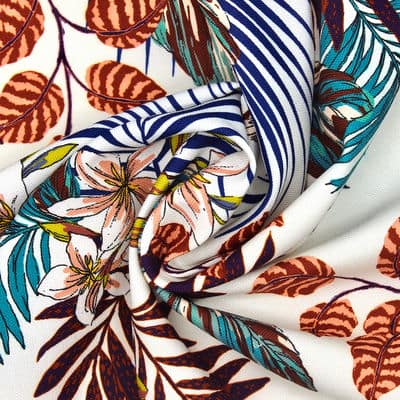 Polyester fabric with flowers - multicolored