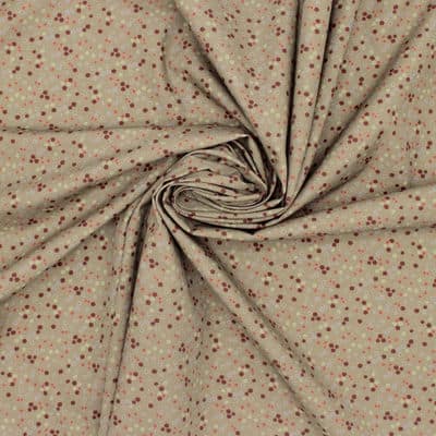 Cotton fabric with small flowers - khaki 