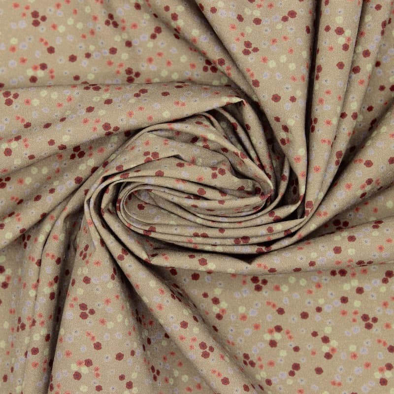 Tissu coton petites fleurs - brun