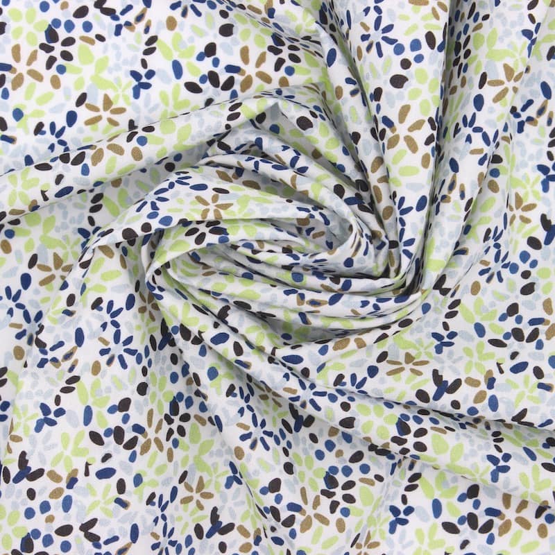 Cotton fabric with patterns - white