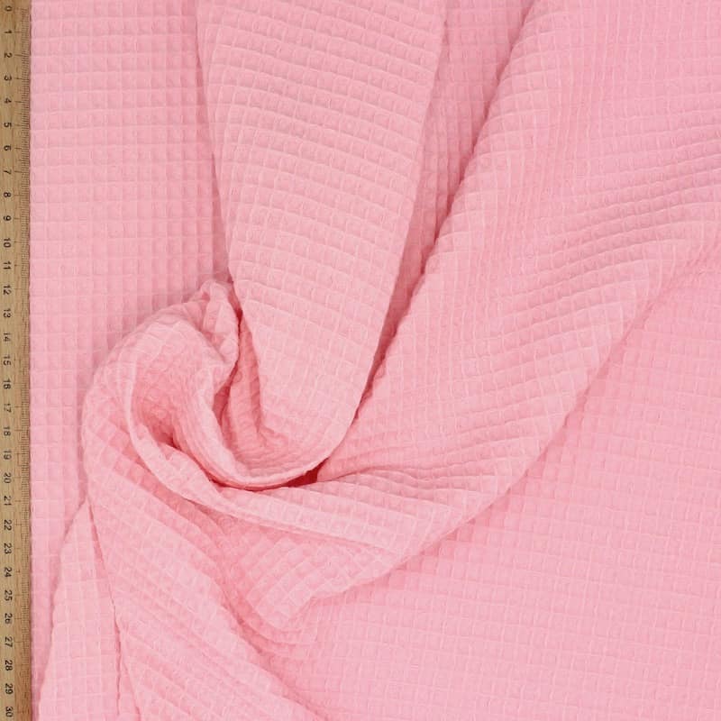 Piqué cotton with embossed honeycomb - pink
