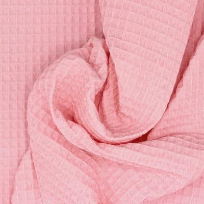 Piqué cotton with embossed honeycomb - pink