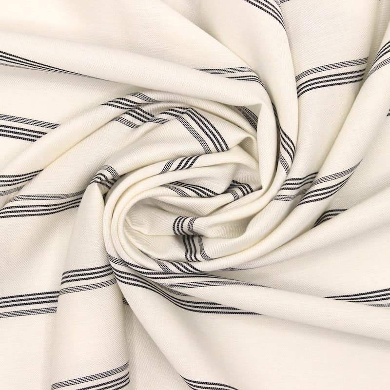 Striped cotton fabric - off-white
