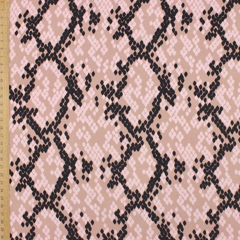 Bedrukte polyester satijn - rosé beige 