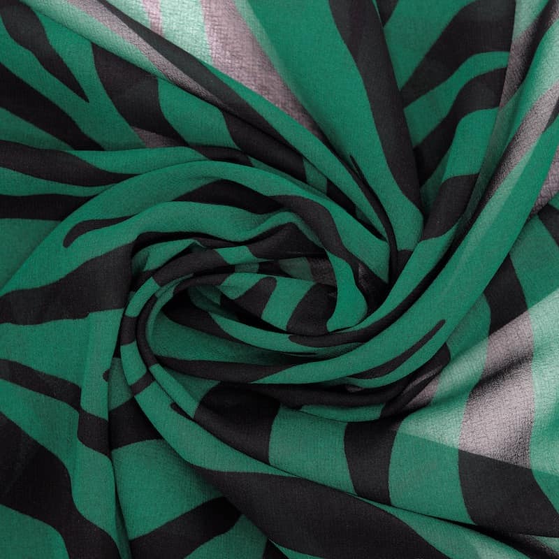 Veil with zebra stripes - black and green