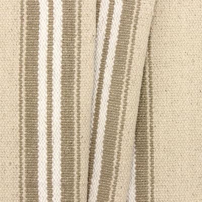 Striped upholstery fabric 100% cotton - ecru/beige