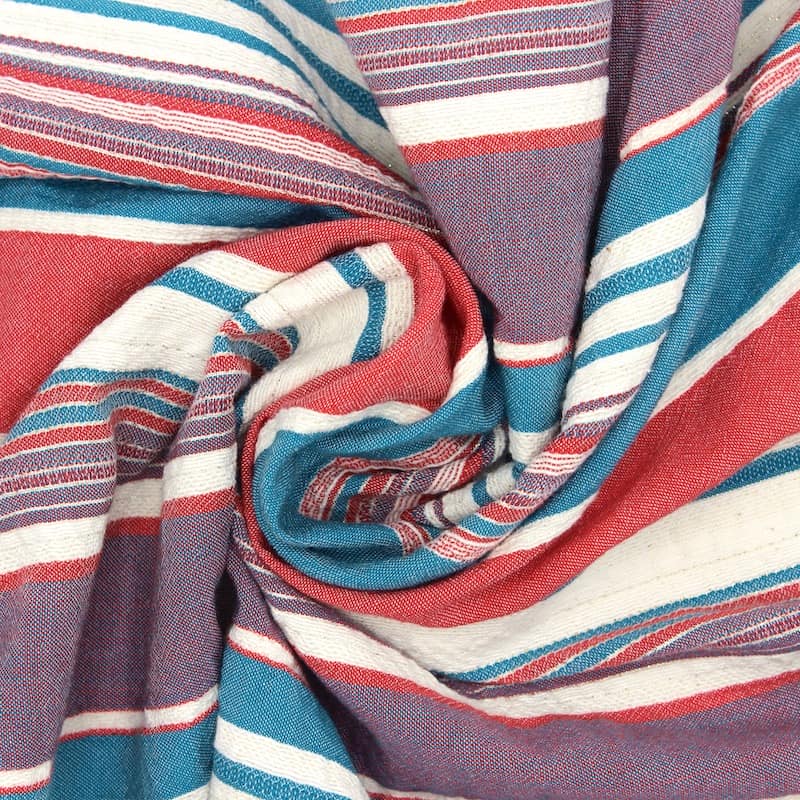 Tissu coton rayures fil lurex - multicolore