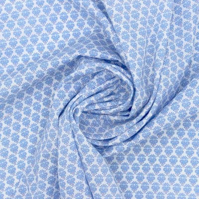 100% cotton with small patterns - white and blue 