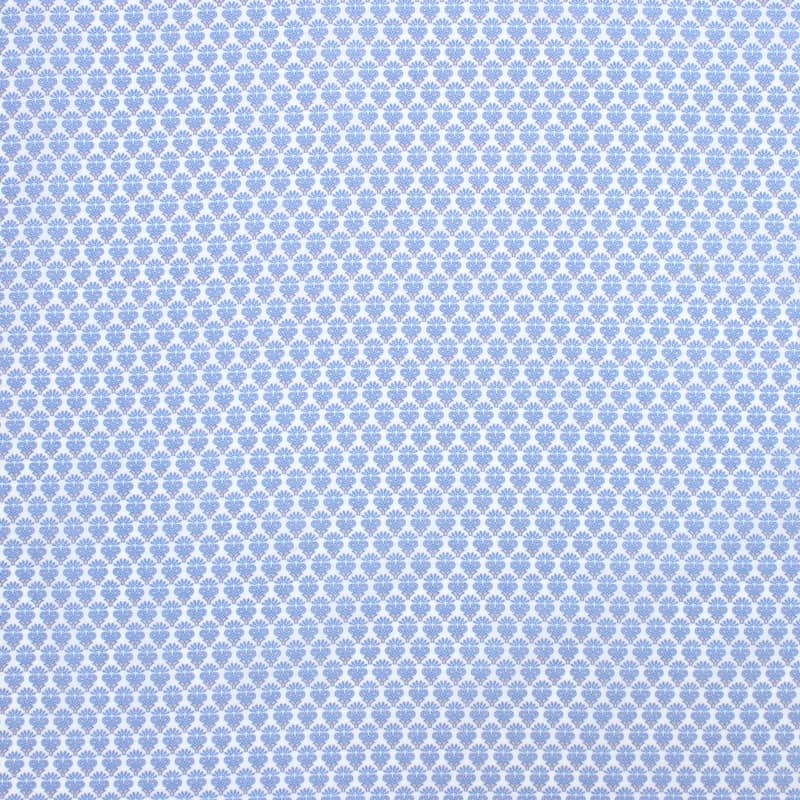 Tissu 100% coton petits motifs - blanc et bleu