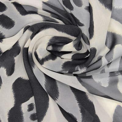 Polyester veil with patterns - grey and black 