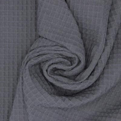 Piqué cotton with embossed honeycomb - grey 