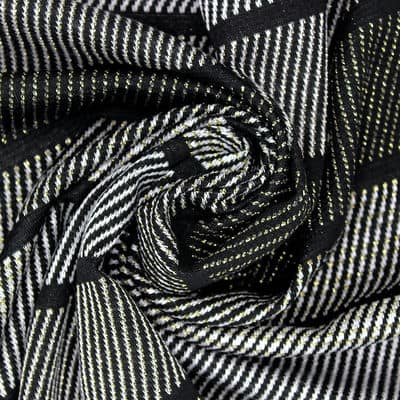 Striped knit fabric with lurex thread - black 