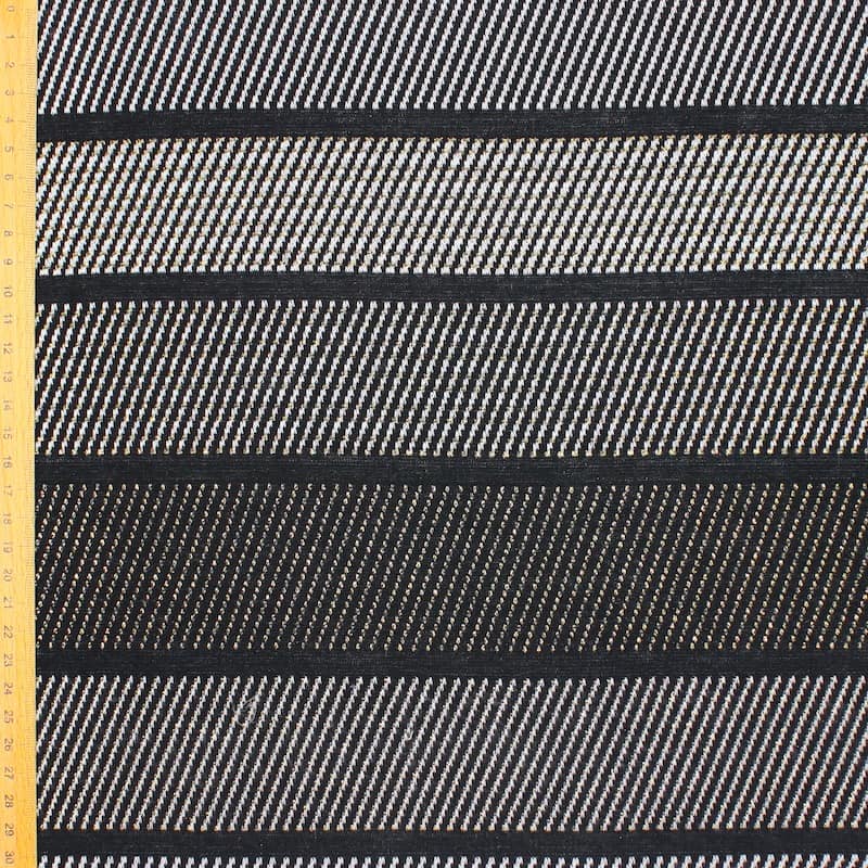 Striped knit fabric with lurex thread - black 
