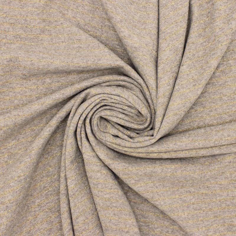 Striped knit fabric with lurex thread - grey 