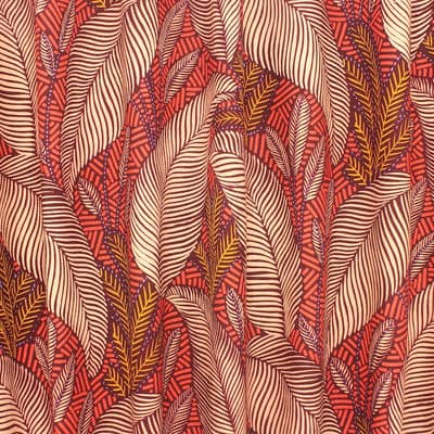 Cotton fabric with foliage print - burgondy 