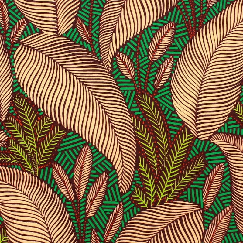 Cotton fabric with foliage print - brown 