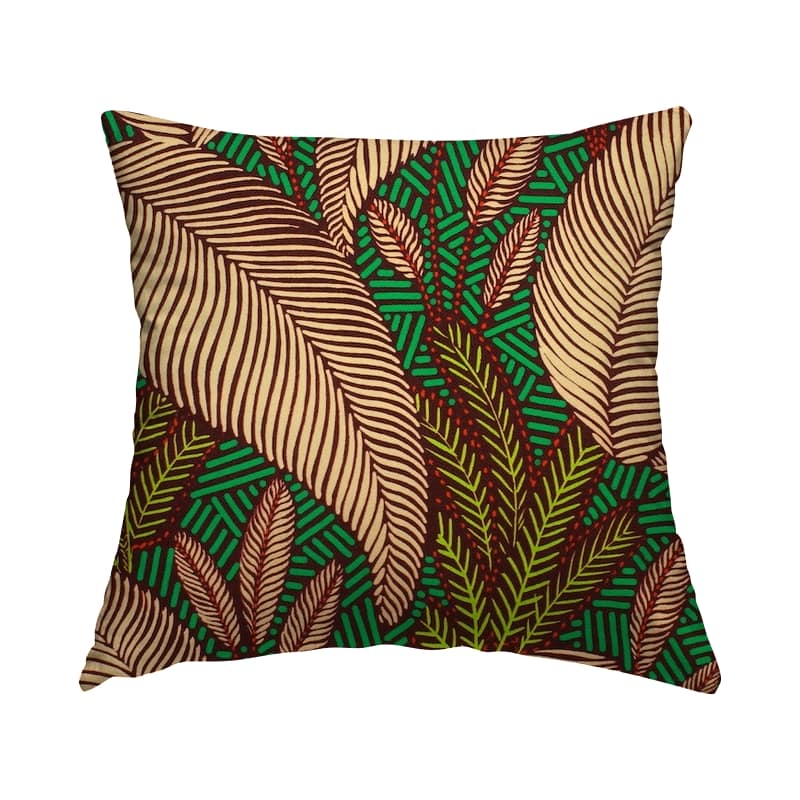 Cotton fabric with foliage print - brown 