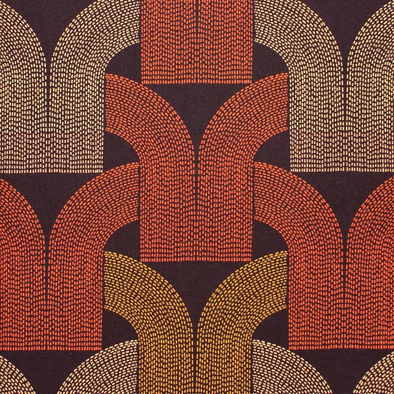 Tissu coton graphique - brun