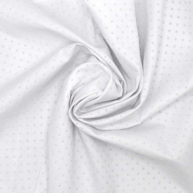 Piqué cotton with dots - white 