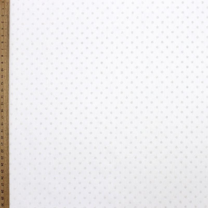 Piqué cotton with dots - white 