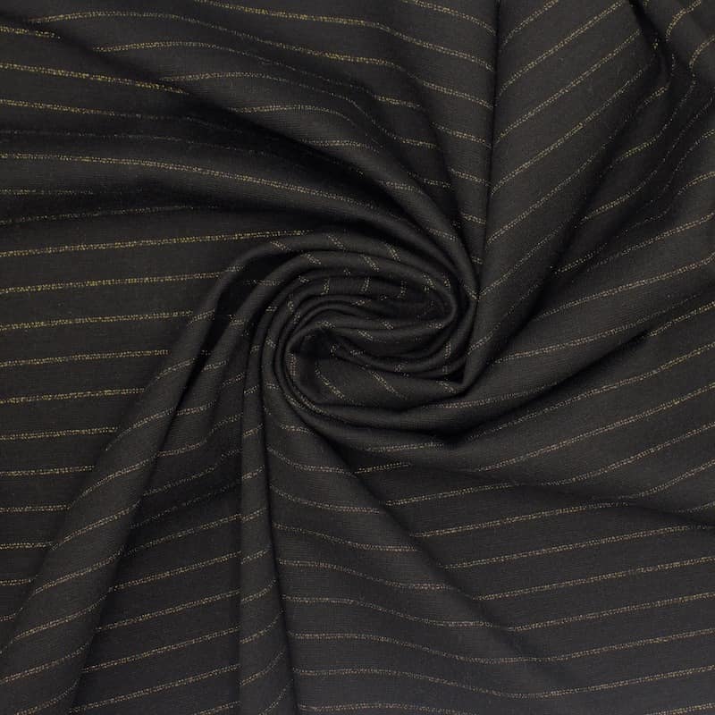Striped Milano fabric with lurex thread - black 