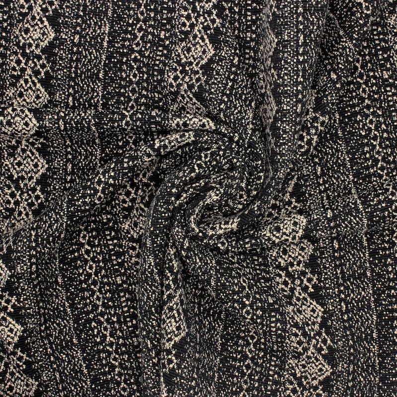 Jacquard fabric with graphic print - black 
