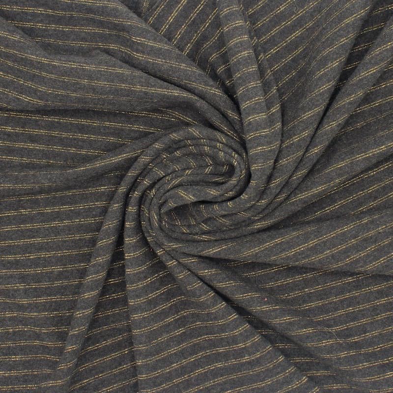 Striped jersey fabric with lurex thread - antracite 